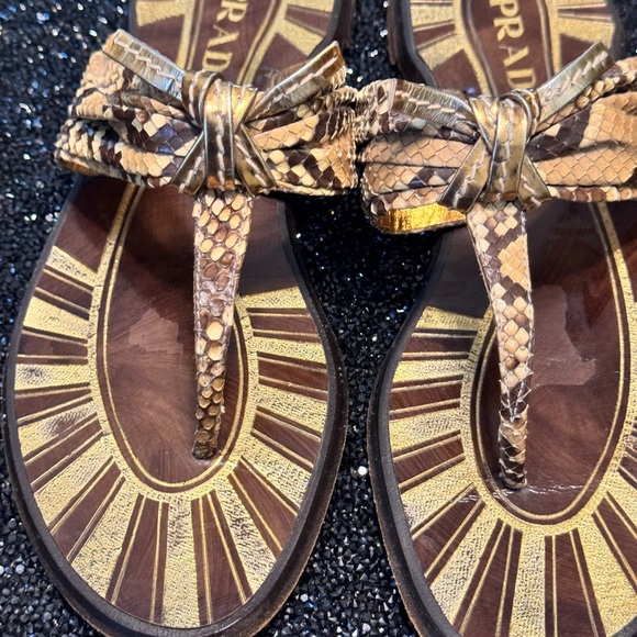 Prada Women's Gold and Brown Sandals - Picture 16 of 17